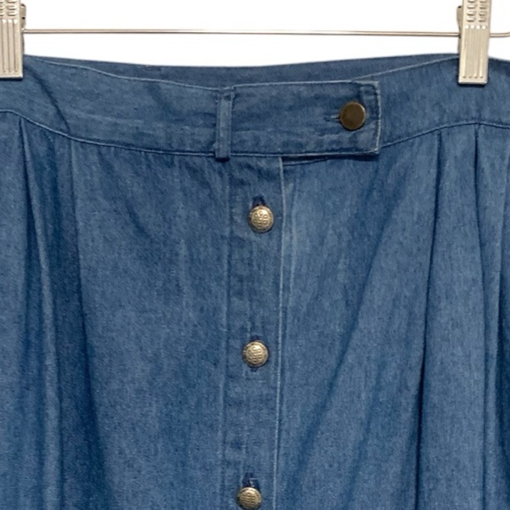 Vintage Northern Reflections Button Front Flared Denim Midi Skirt | Size 9/10 - Picture 5 of 10